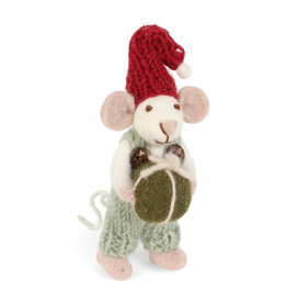 Gry & Sif Witte Muis - Licht groene Broek met Cadeautjes