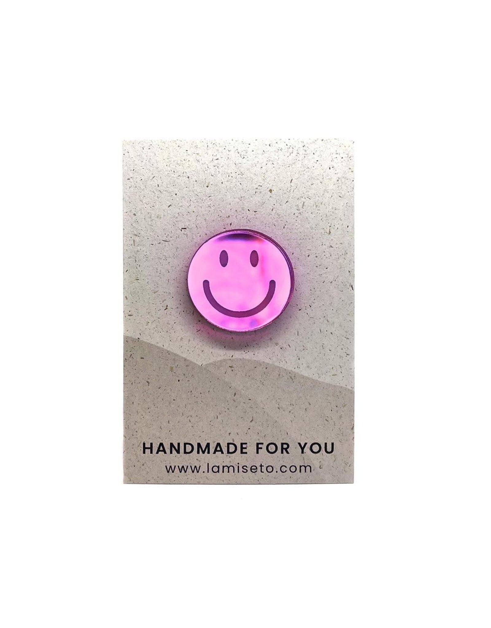 La Miséto Broche Smiley - Mirrored Pink