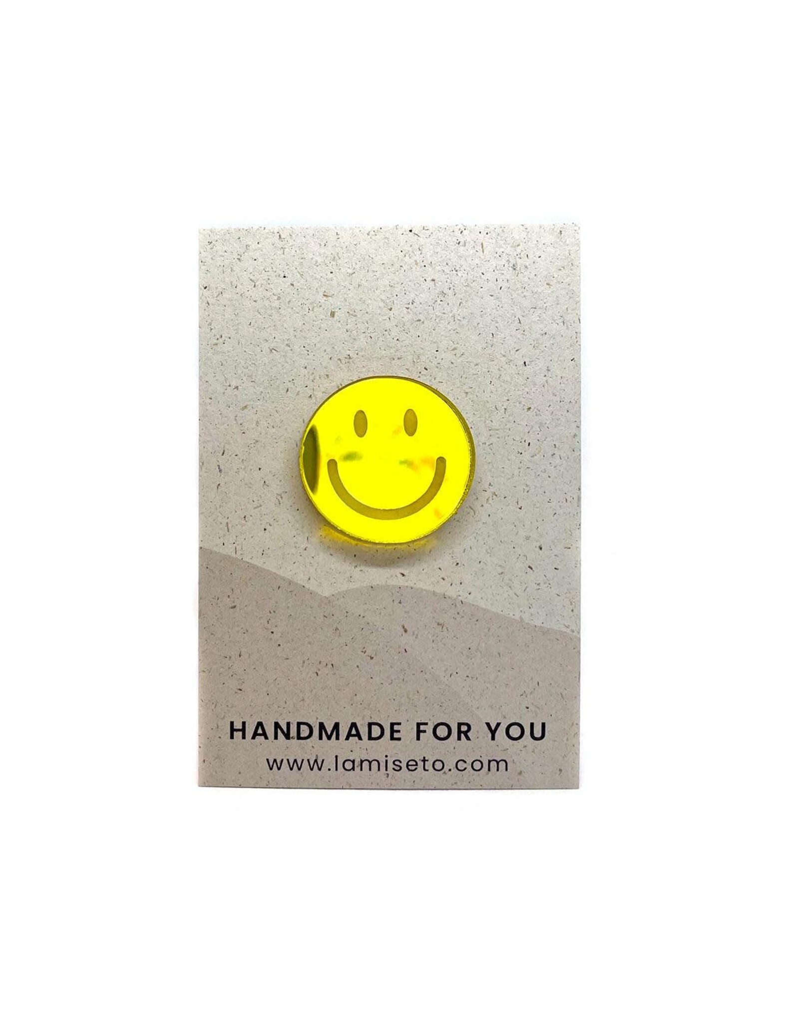 La Miséto Broche Smiley - Mirrored Yellow