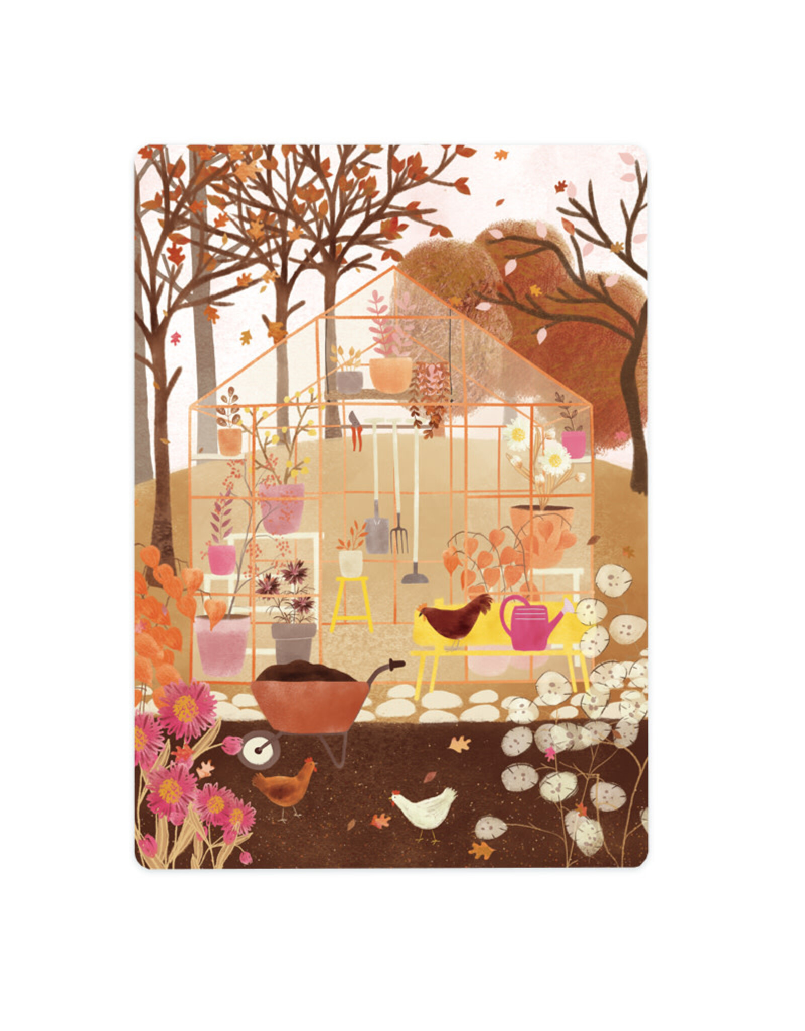 LemonBird Wenskaart - Tuinkas Herfst - Postkaart + Envelop