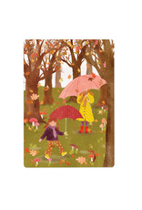 LemonBird Wenskaart - Meisjes met paraplu in 't bos - Postkaart + Envelop