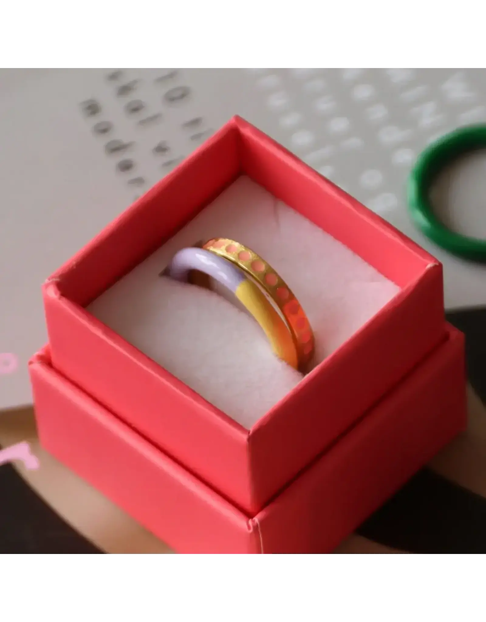 Lulu Copenhagen Double Color Ring - Bright Yellow/ Lavender