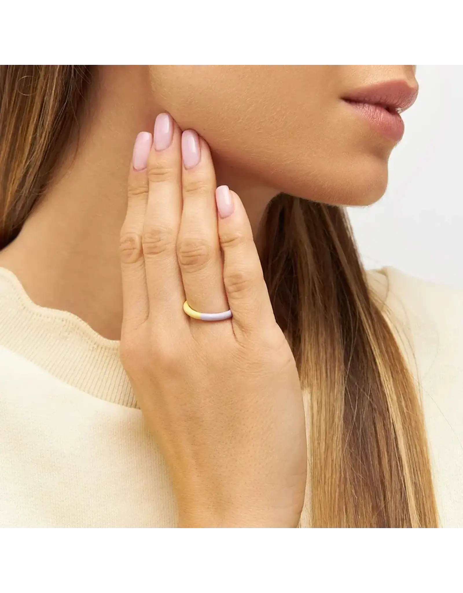 Lulu Copenhagen Double Color Ring - Bright Yellow/ Lavender