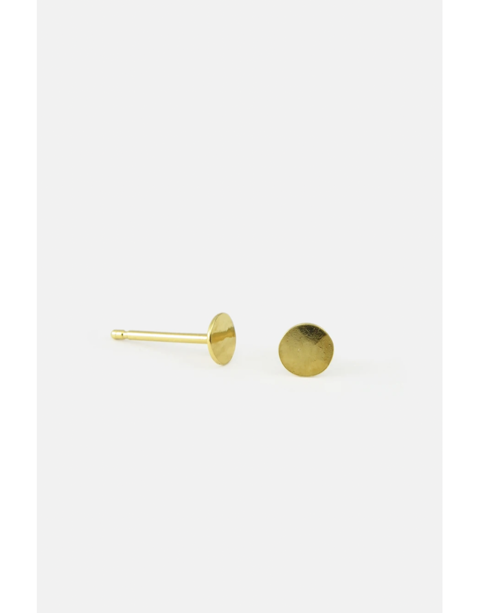 Studio MHL Oorbel MHL - Gehamerd Schijfje, Ø 4mm - Goud - Verguld 18K