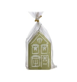 Rustik Lys Kaars - Gingerbread house M - Eucalyptus - 5,5 x9cm