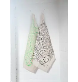 mmmMar Theedoek - Stadsplan Gent - Fluo Groen - 48 x 70 cm - 100% Katoen