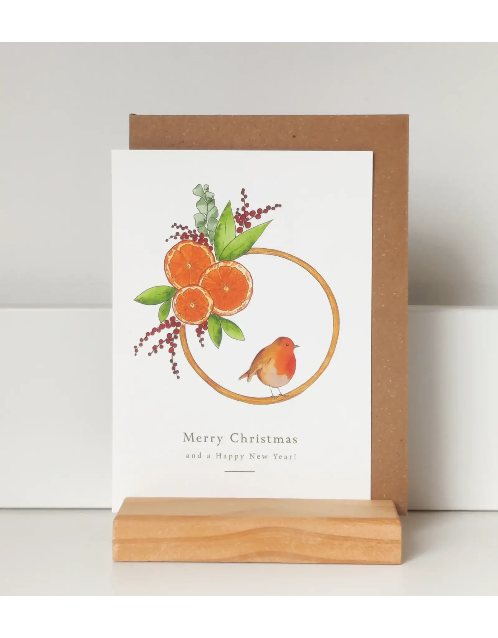 Magali Meul Wenskaart - Kerstkrans - Postkaart + Envelop