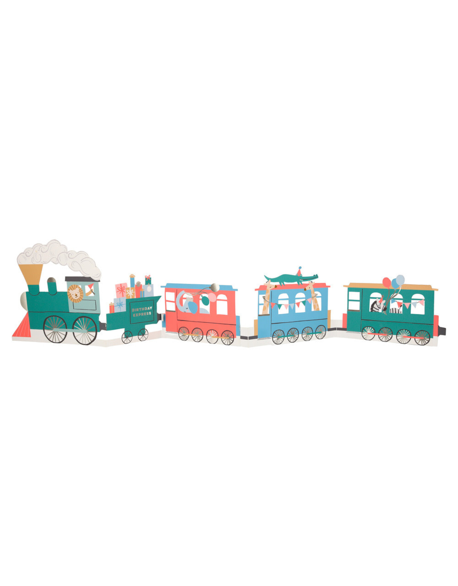 Meri Meri Wenskaart - Birthday train Concertina + Envelop