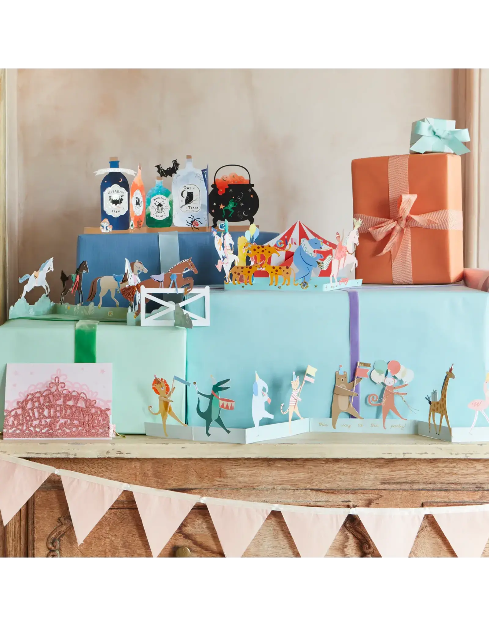 Meri Meri Wenskaart - Horse Concertina + Envelop  - Happy Birthday