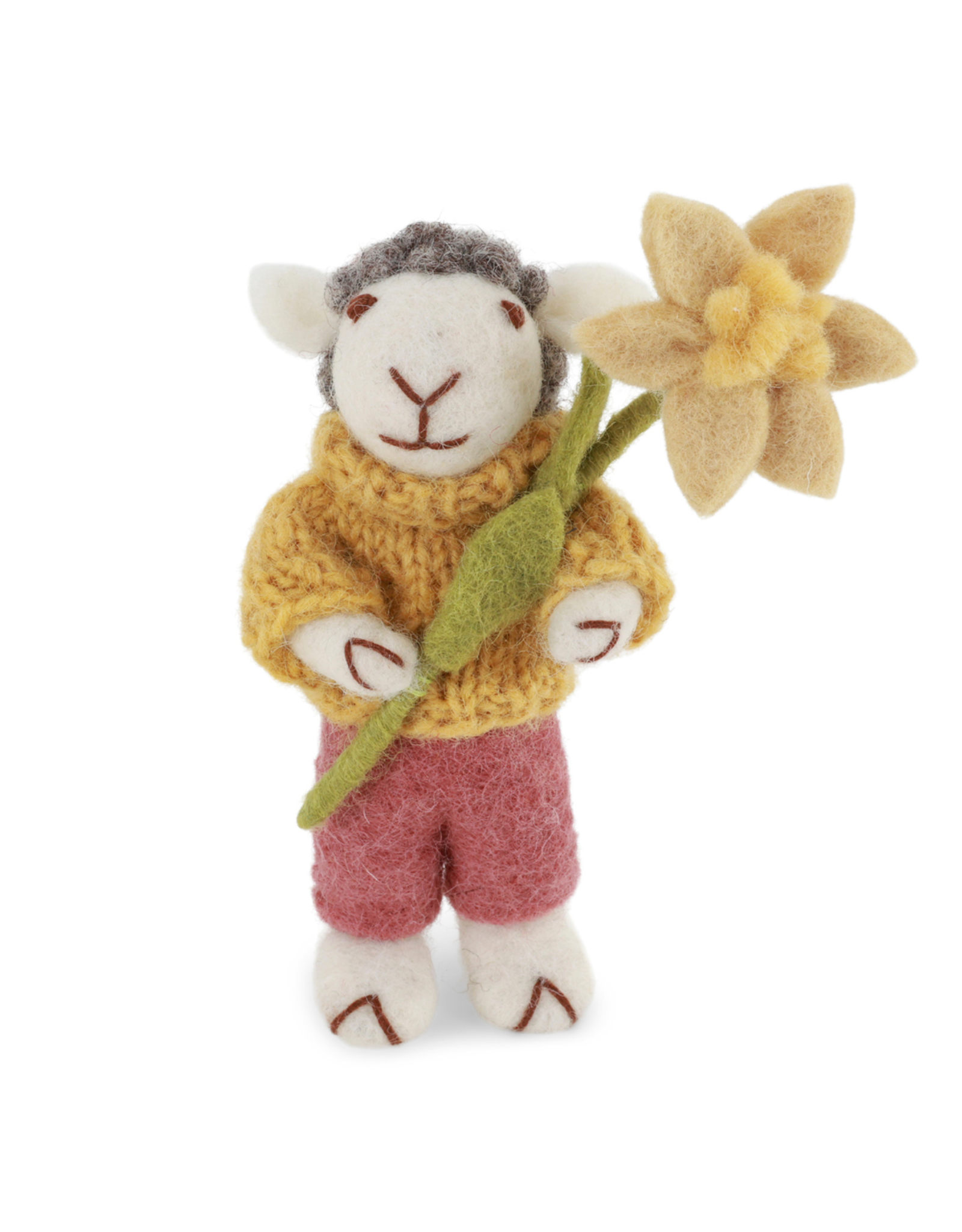 Gry & Sif Schaap Wit, Lavender Dusty Red Pants & Daffodil