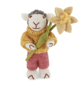 Gry & Sif Schaap Wit, Lavender Dusty Red Pants & Daffodil