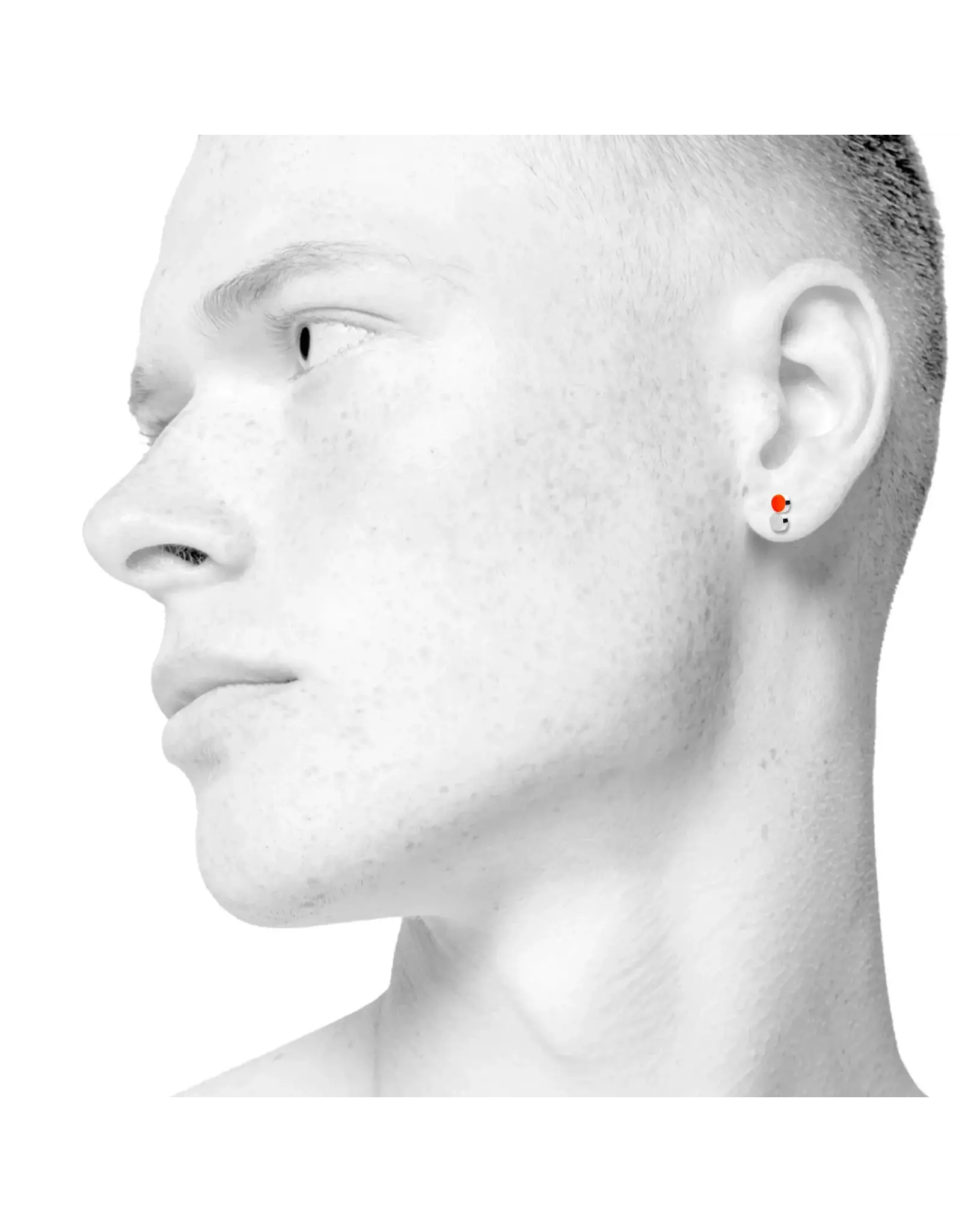 Scherning Oorbel SIGN - Dotty Nano - Neon Orange/ Zilver