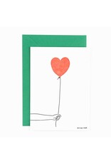 Studio Flash Wenskaart - Heart Balloon - Letterpress kaart + Envelop