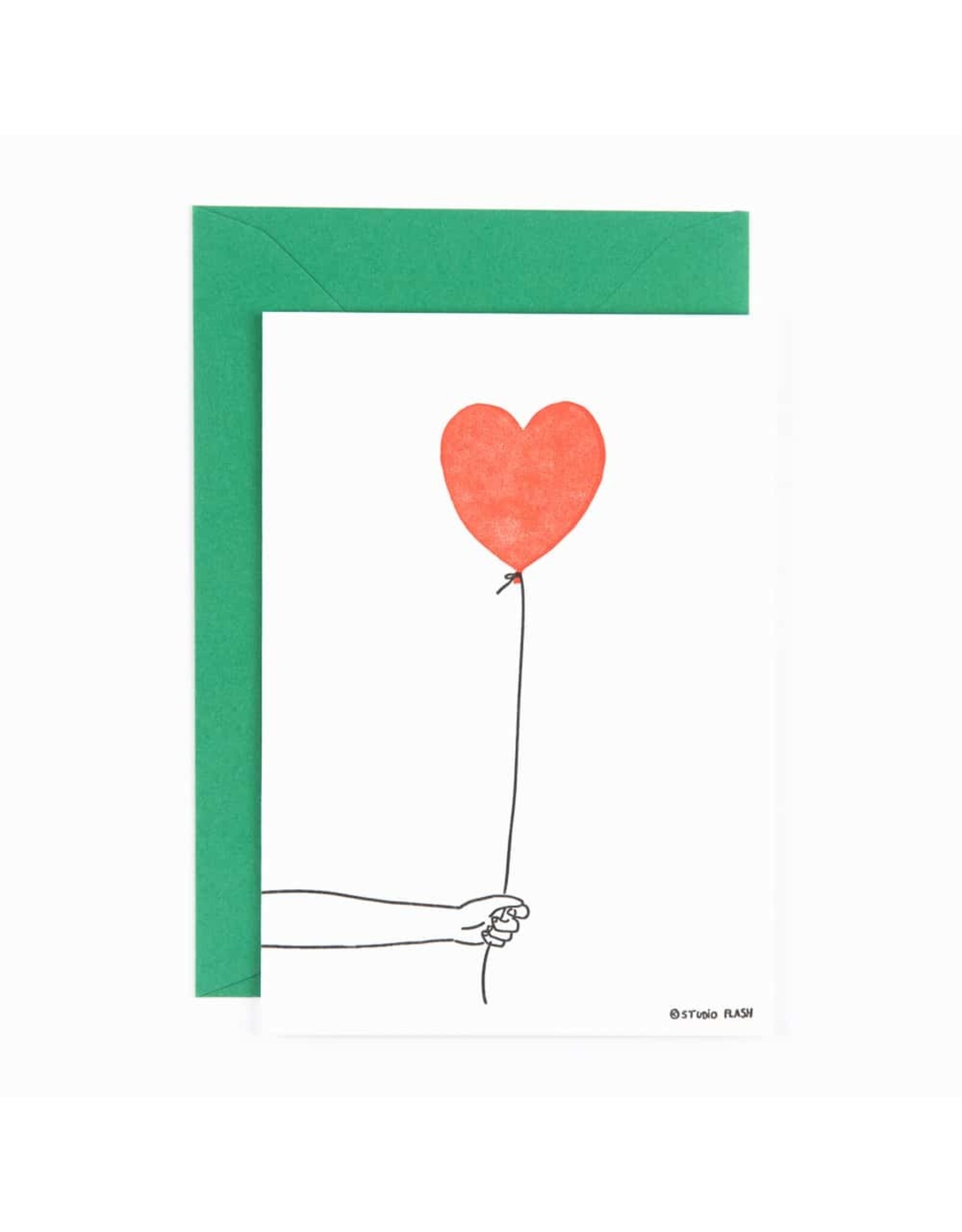 Studio Flash Wenskaart - Heart Balloon - Letterpress kaart + Envelop