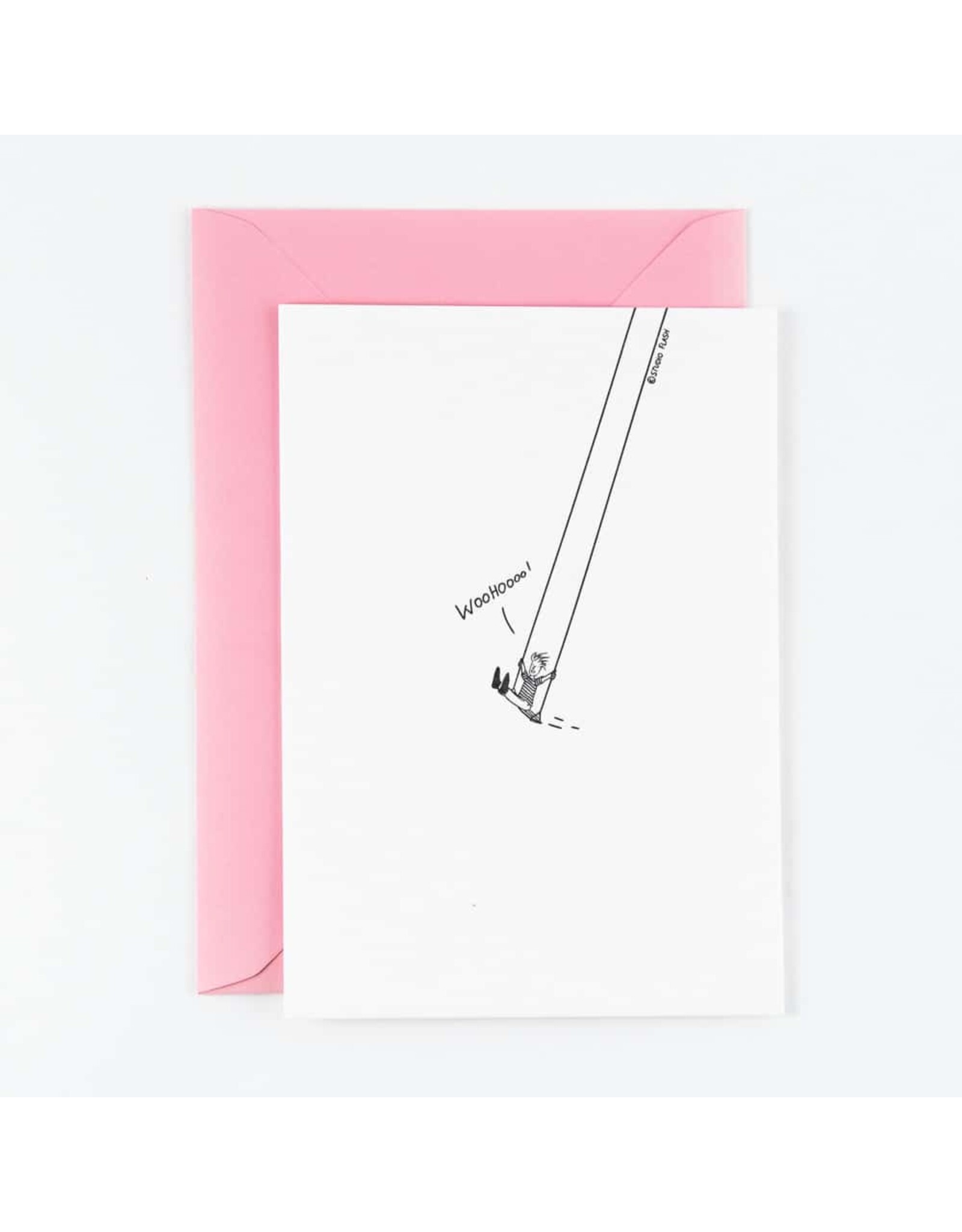Studio Flash Wenskaart - Woohoo Swing - Letterpress Kaart + Envelop