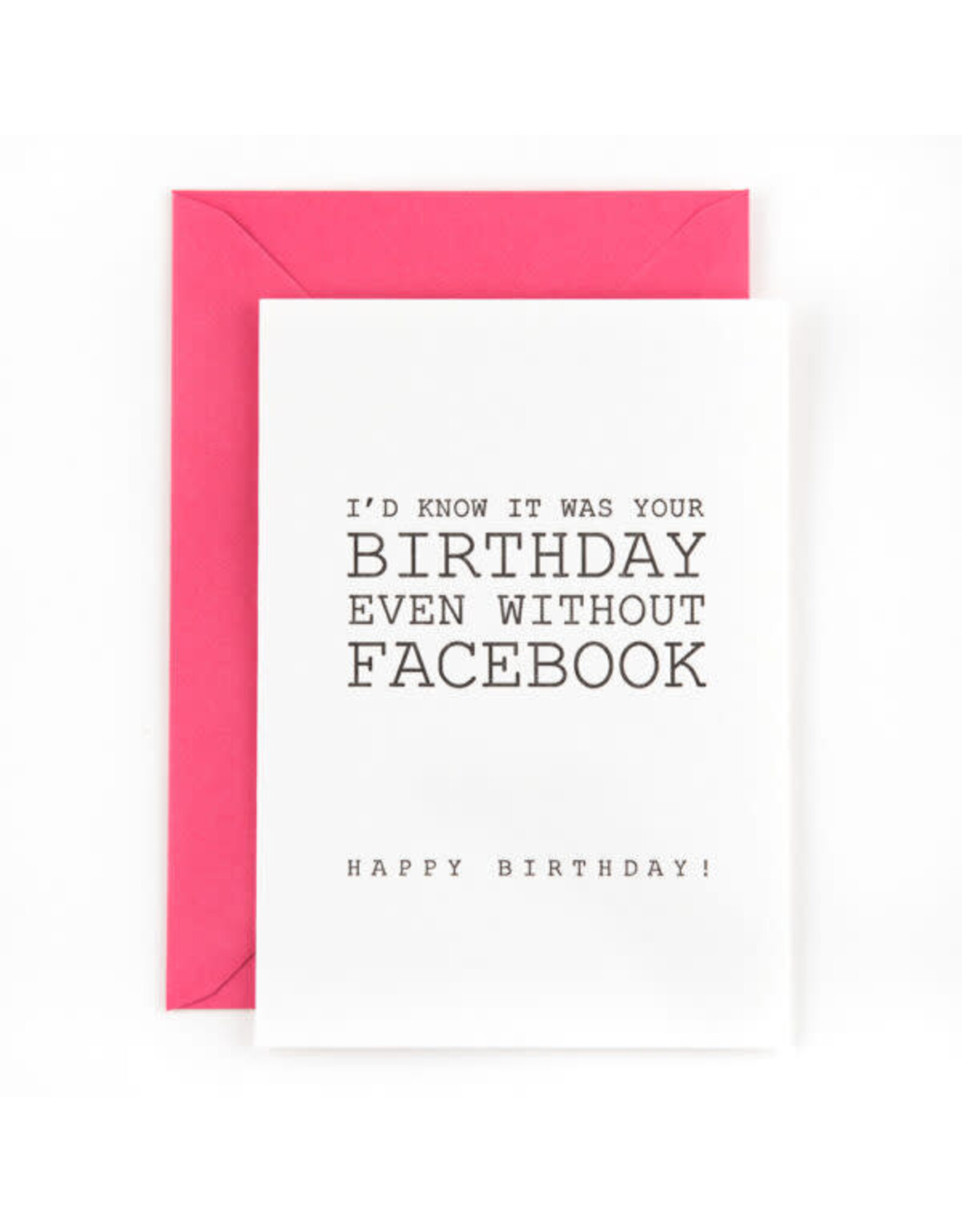 Studio Flash Wenskaart - Birthday on Facebook - Letterpress Kaart + Envelop