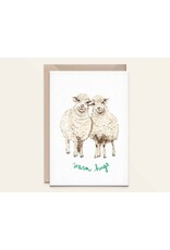 Kathings Wenskaart - Schaap, Warm hugs - Dubbele kaart + Envelop