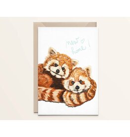 Kathings Wenskaart - Red Pandas, New Home - Dubbele kaart + Envelope  - Blanco