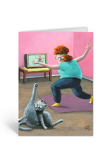 Inkognito Wenskaart - Yoga-Katze - Dubbele kaart + Envelop
