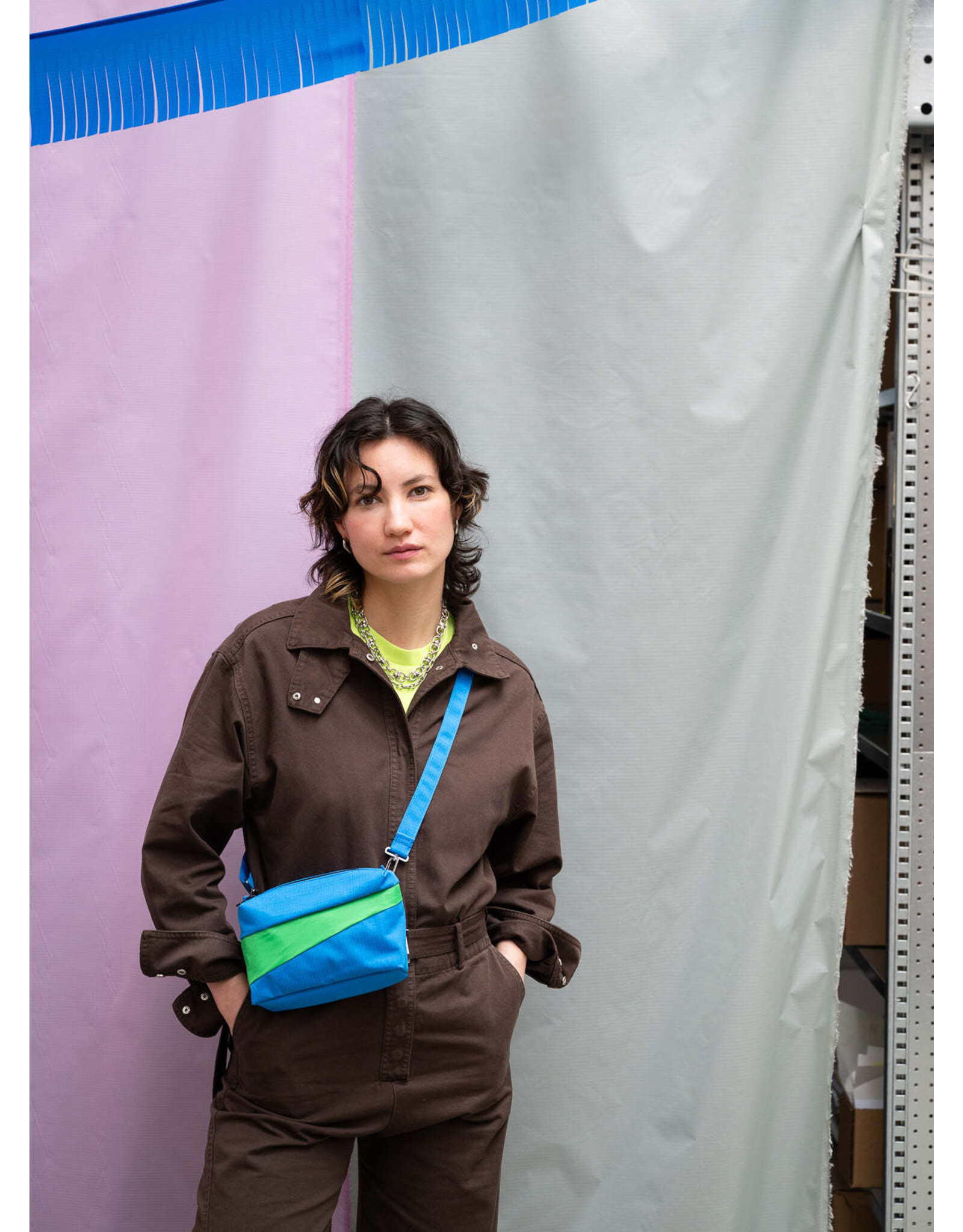 Susan Bijl Bum Bag S, Wave & Greenscreen - 13 x 18,5 x 6,5