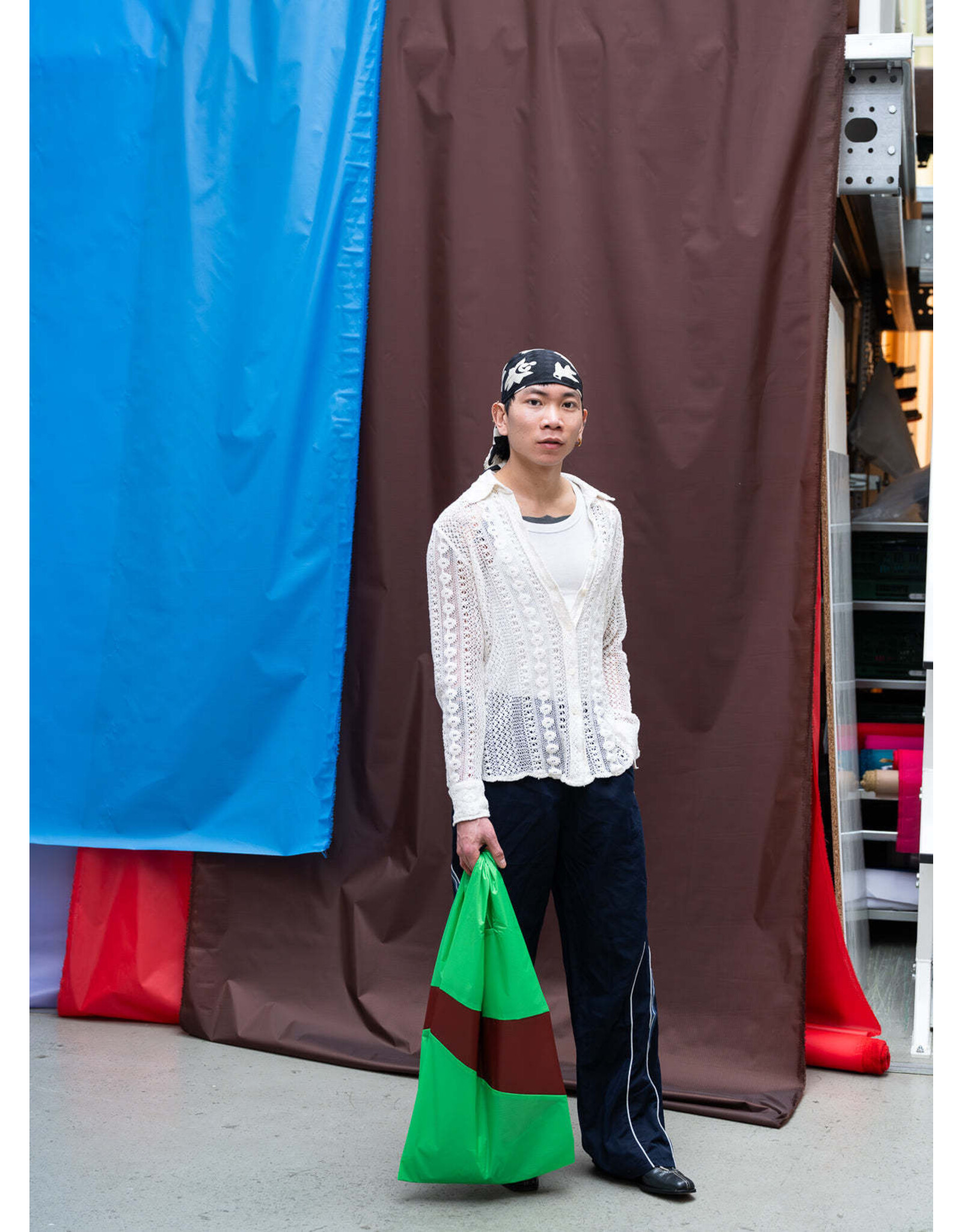 Susan Bijl Shopping bag L, Greenscreen & Oxyde - 37,5 x 69 x 34cm