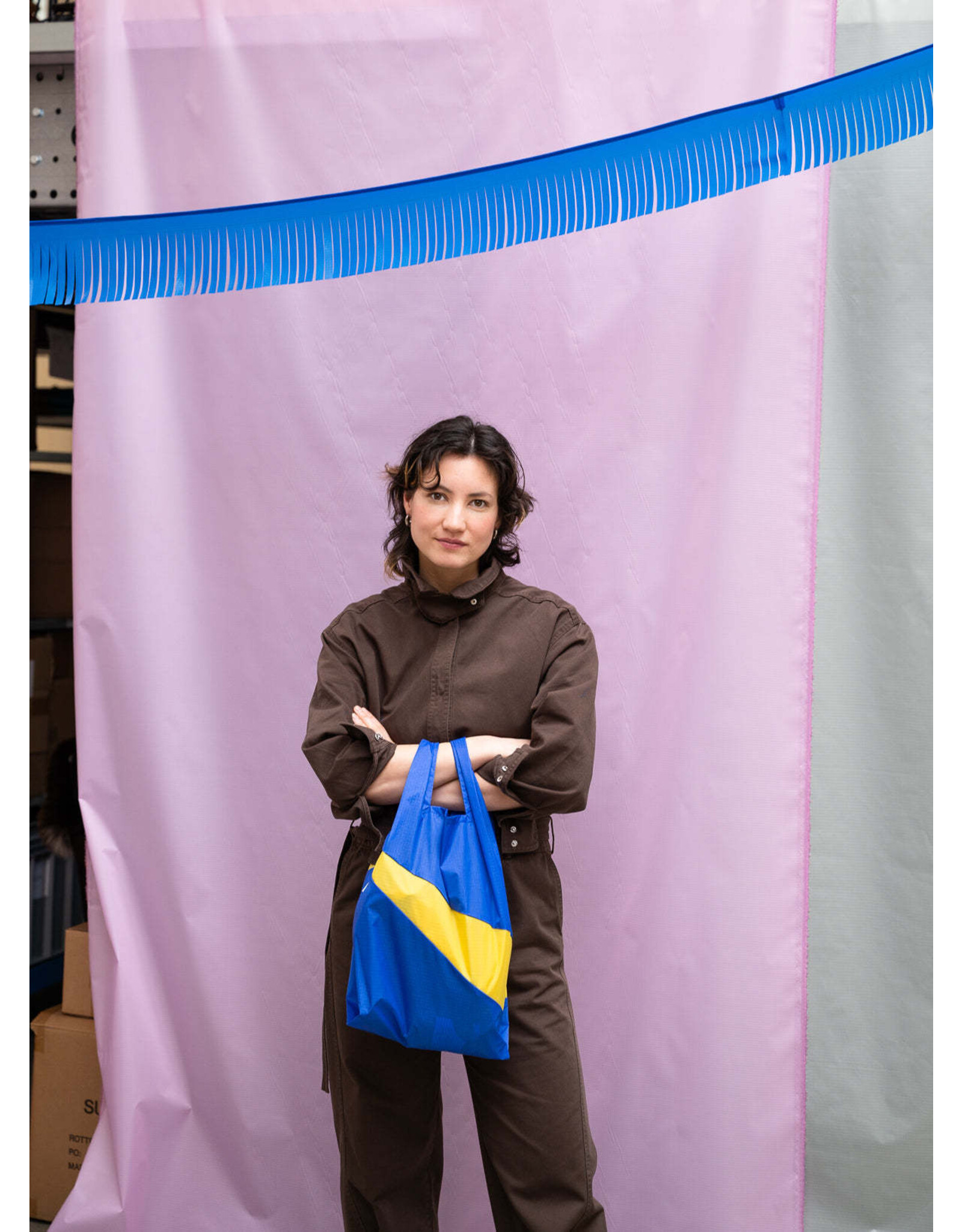 Susan Bijl Shopping bag M, Yves & TV Yellow - 27 x 55 x 18 cm