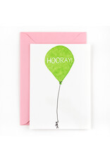 Studio Flash Wenskaart - Hooray ballon  - Letterpress Kaart + Envelop