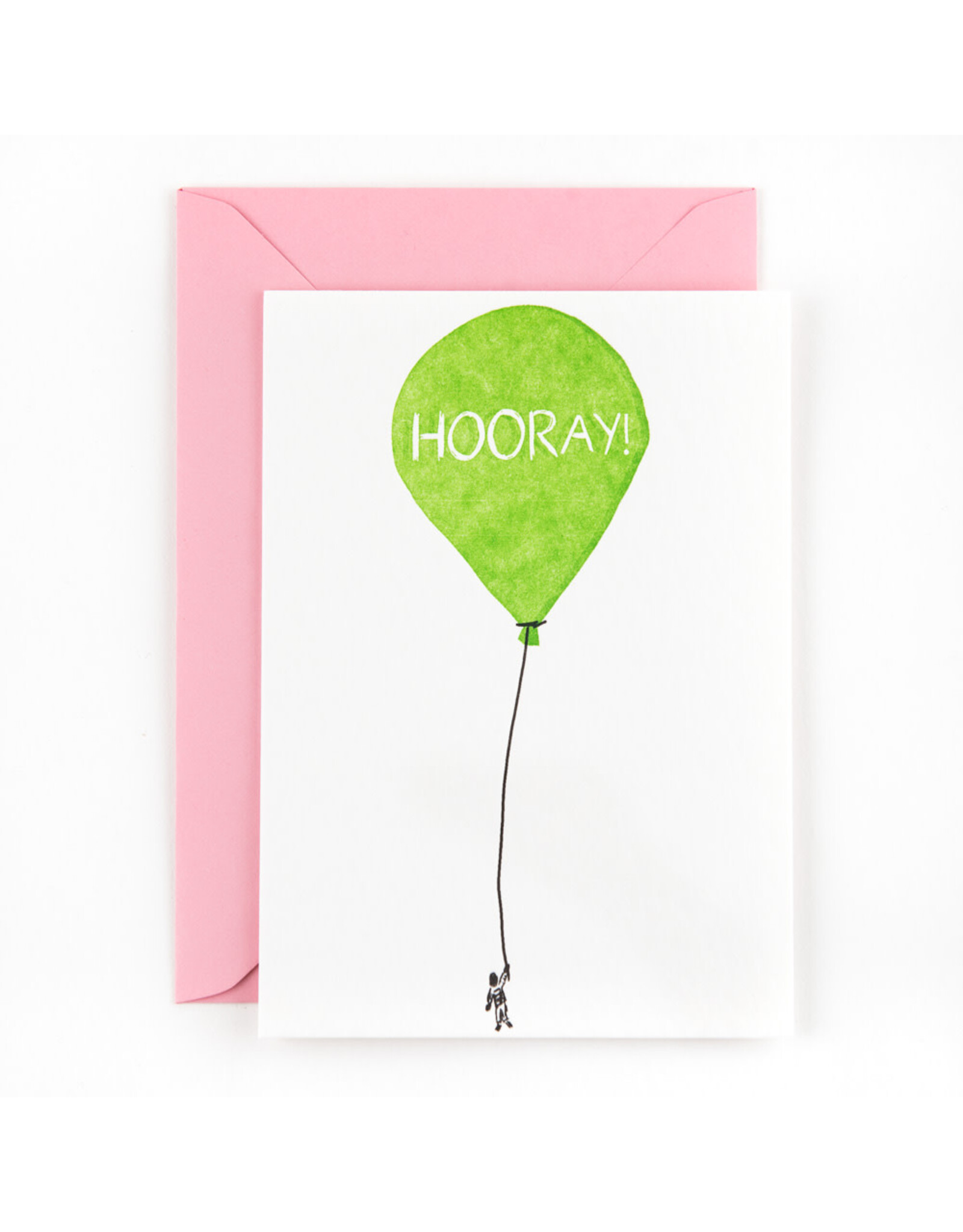 Studio Flash Wenskaart - Hooray ballon  - Letterpress Kaart + Envelop