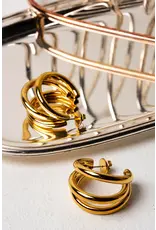 Murielle Perrotti Oorbel MP - Call me, Creolen M 3 gebogen pinnen 33mm - Goud - Sym