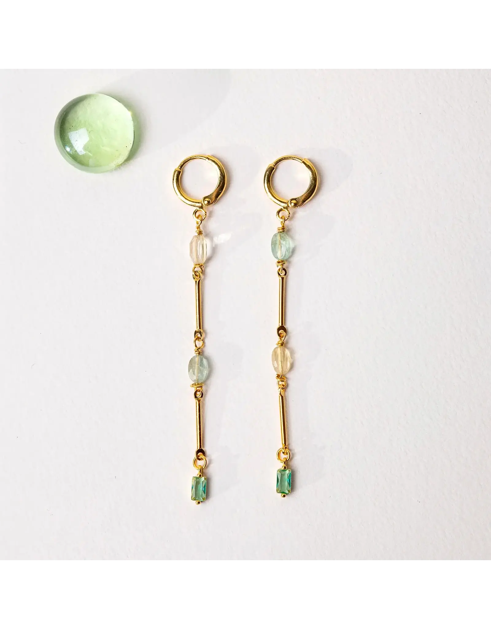 Murielle Perrotti Oorbel MP - Fiti, Apatier, Citroen & Aquamarine - Goud Blauw Groen - Sym