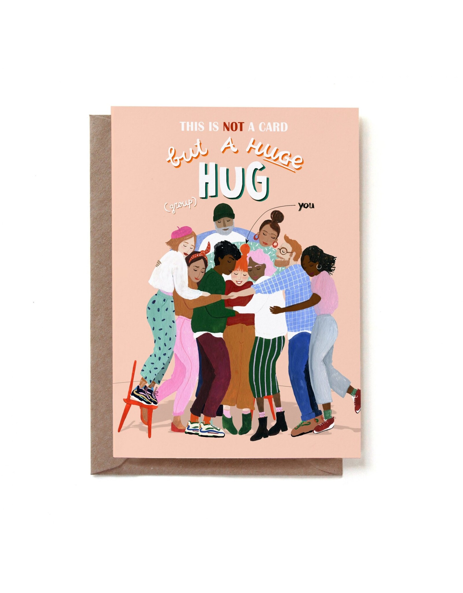 Reddish Design Wenskaart - Grouphug - Dubbele kaart + Envelope - 10 x 15cm