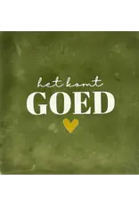 Yett Tegeltje - Het komt goed, Olijf/Crème - 10x10