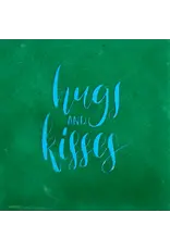 Yett Tegeltje - Hugs & Kisses, Hardgroen/Blauw - 10x10