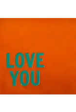 Yett Tegeltje - Love you, Oranje/Aqua - 10x10