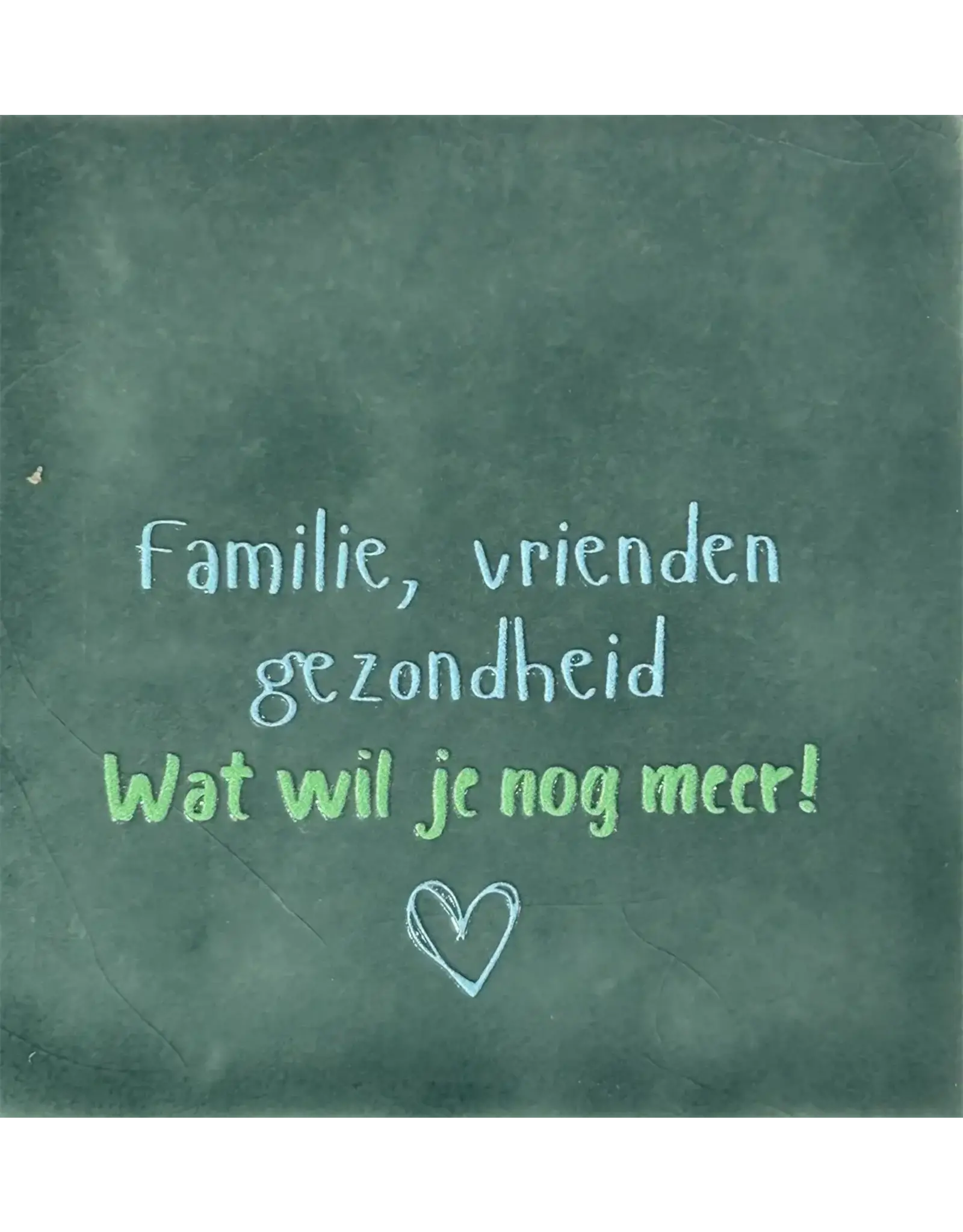 Yett Tegeltje - Familie vrienden gezondheid, Zeegroen/Mint - 10x10
