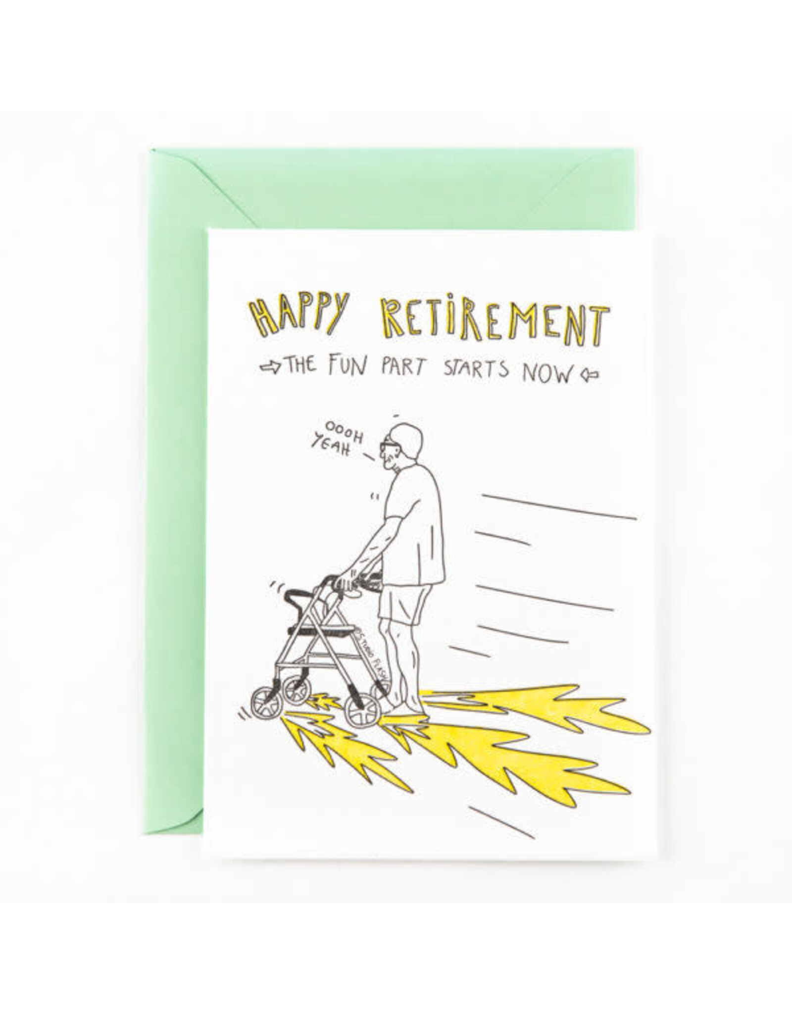 Studio Flash Wenskaart - Happy Retirement, the fun part starts now - Letterpress Kaart + Envelop