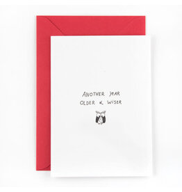 Studio Flash Wenskaart - Another year older & wiser - Letterpress Kaart + Envelop