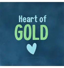 Yett Tegeltje - Heart of gold, Donkerblauw/Mint - 10x10