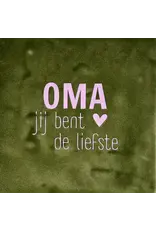 Yett Tegeltje - Oma, Olijf/Roze - 10x10