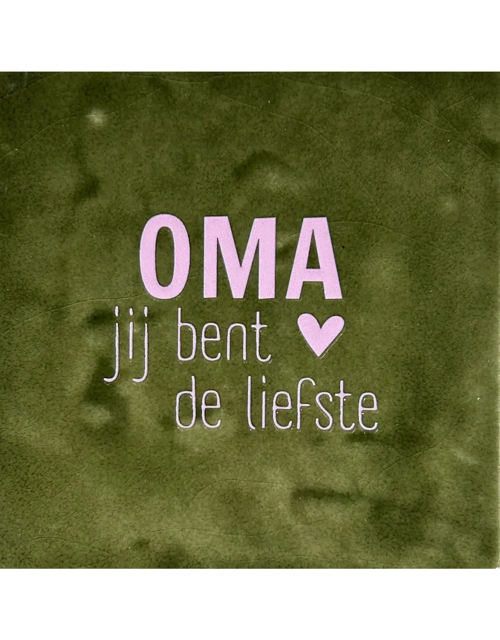 Yett Tegeltje - Oma, Olijf/Roze - 10x10