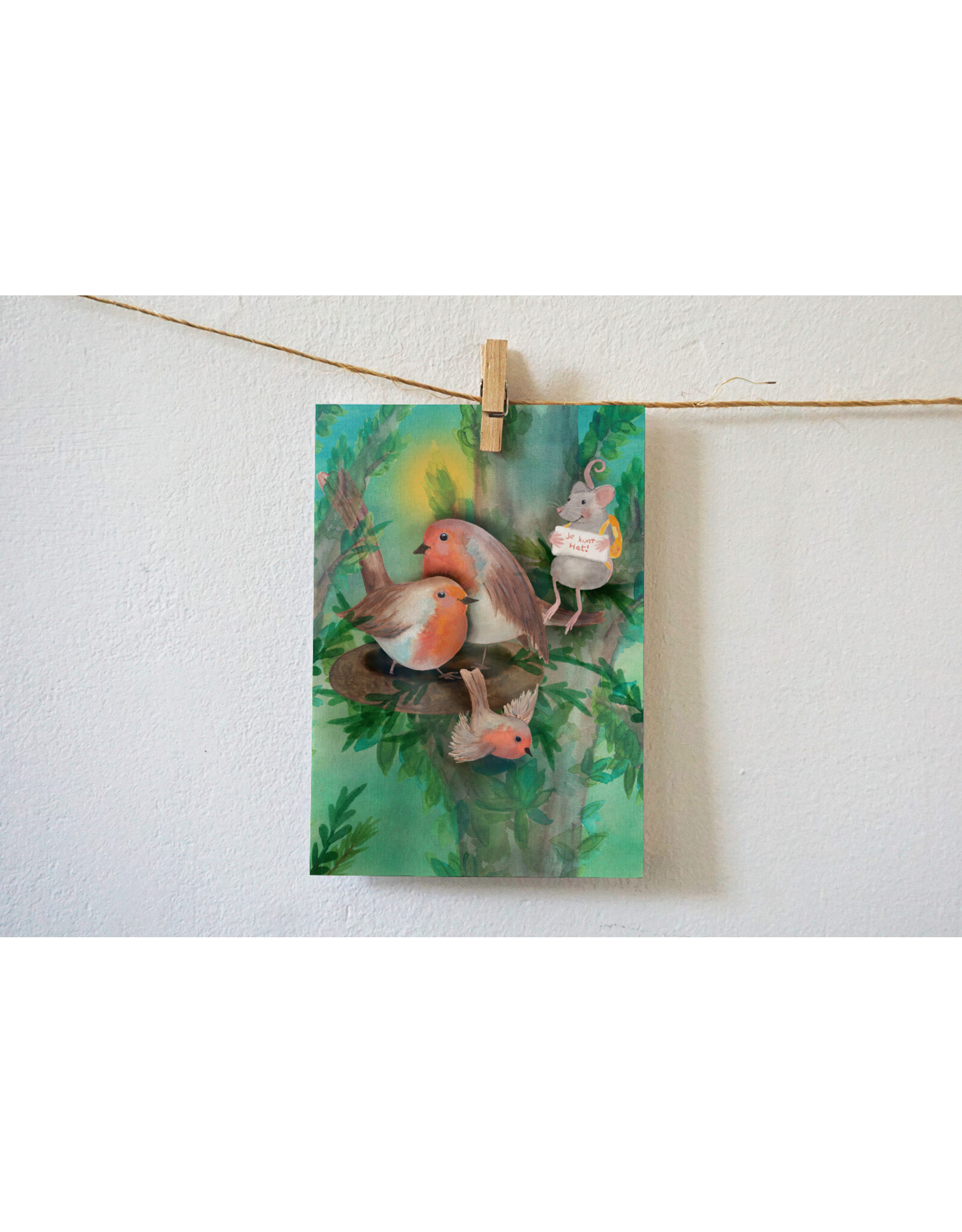 Lotte Drouen Wenskaart - Je kunt het, vogel - Postkaart + Envelop