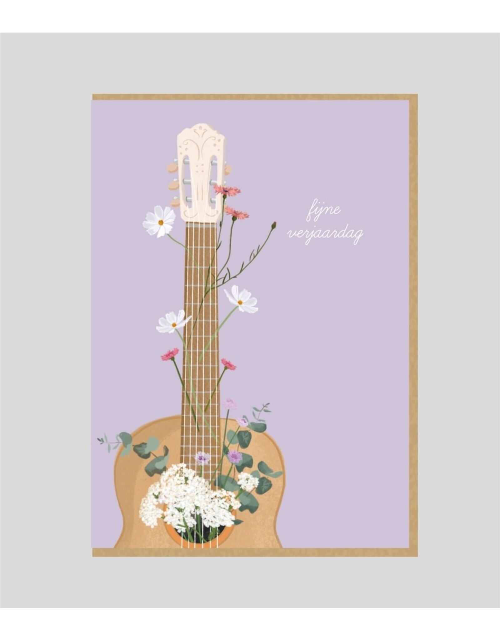 Josefien Wenskaart - Gitaar, Fijne verjaardag - Dubbele kaart + Envelop