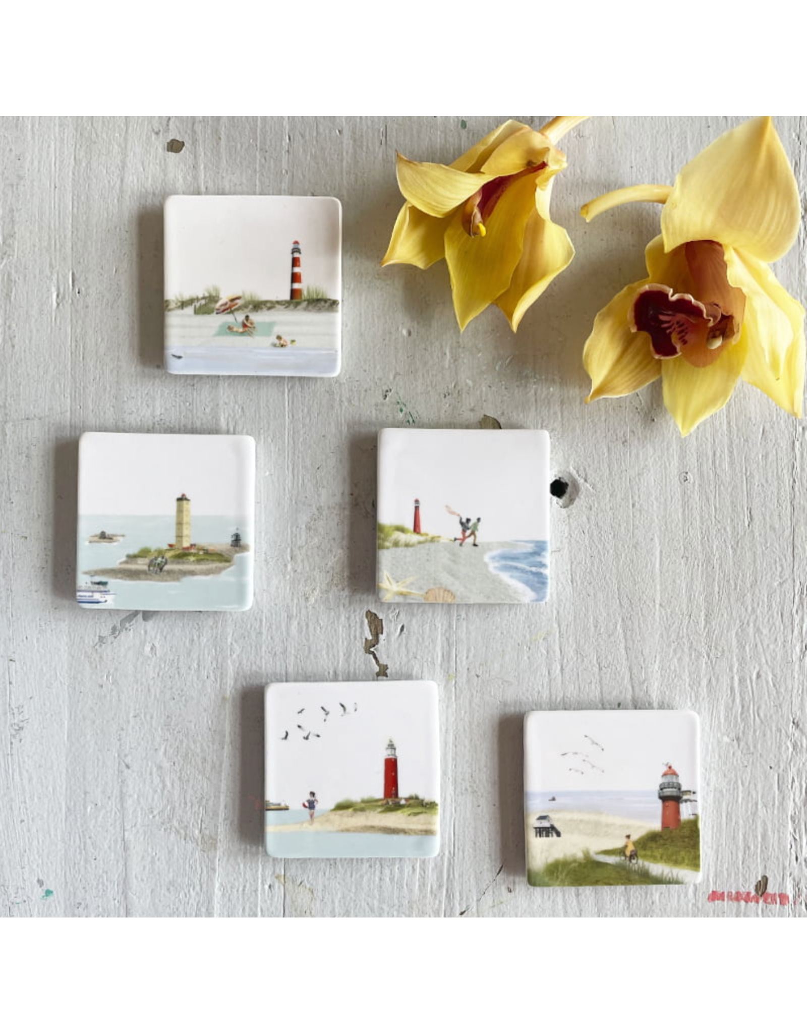 Storytiles Mini Tegel / Magneet - Fietsend op Vlieland - 5 x 5 cm
