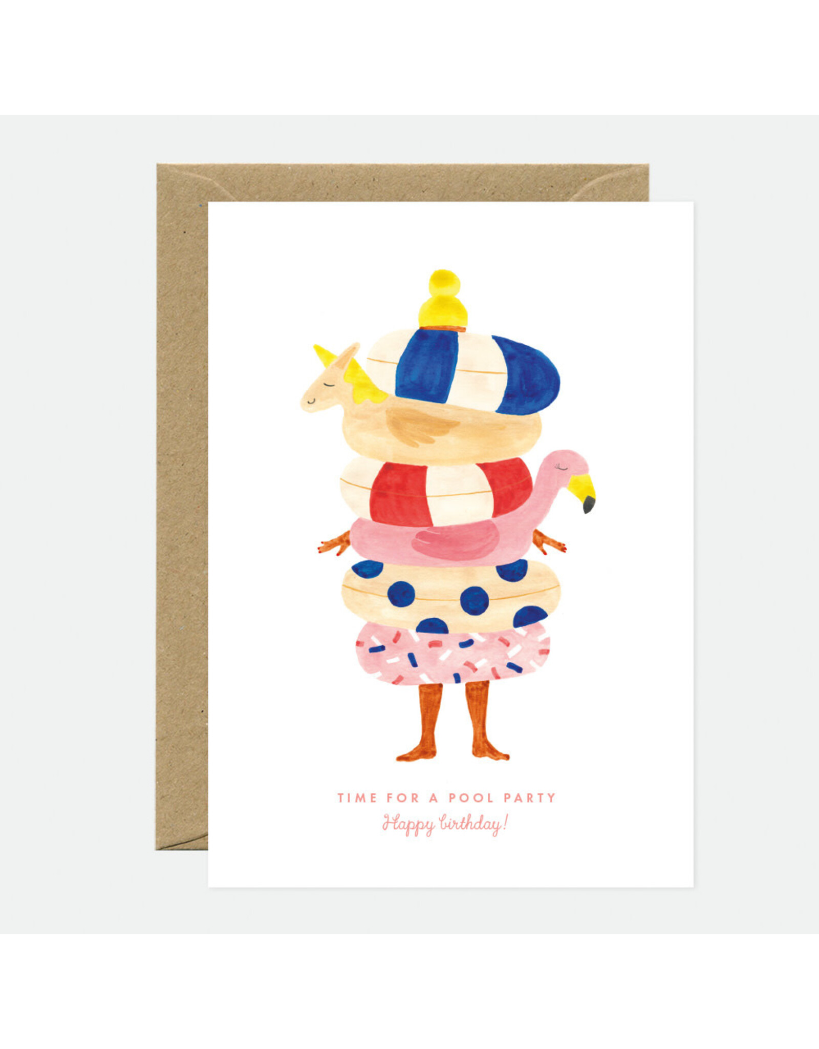 All The Ways to Say Wenskaart - Pool Party Bday - Dubbele kaart + Envelop