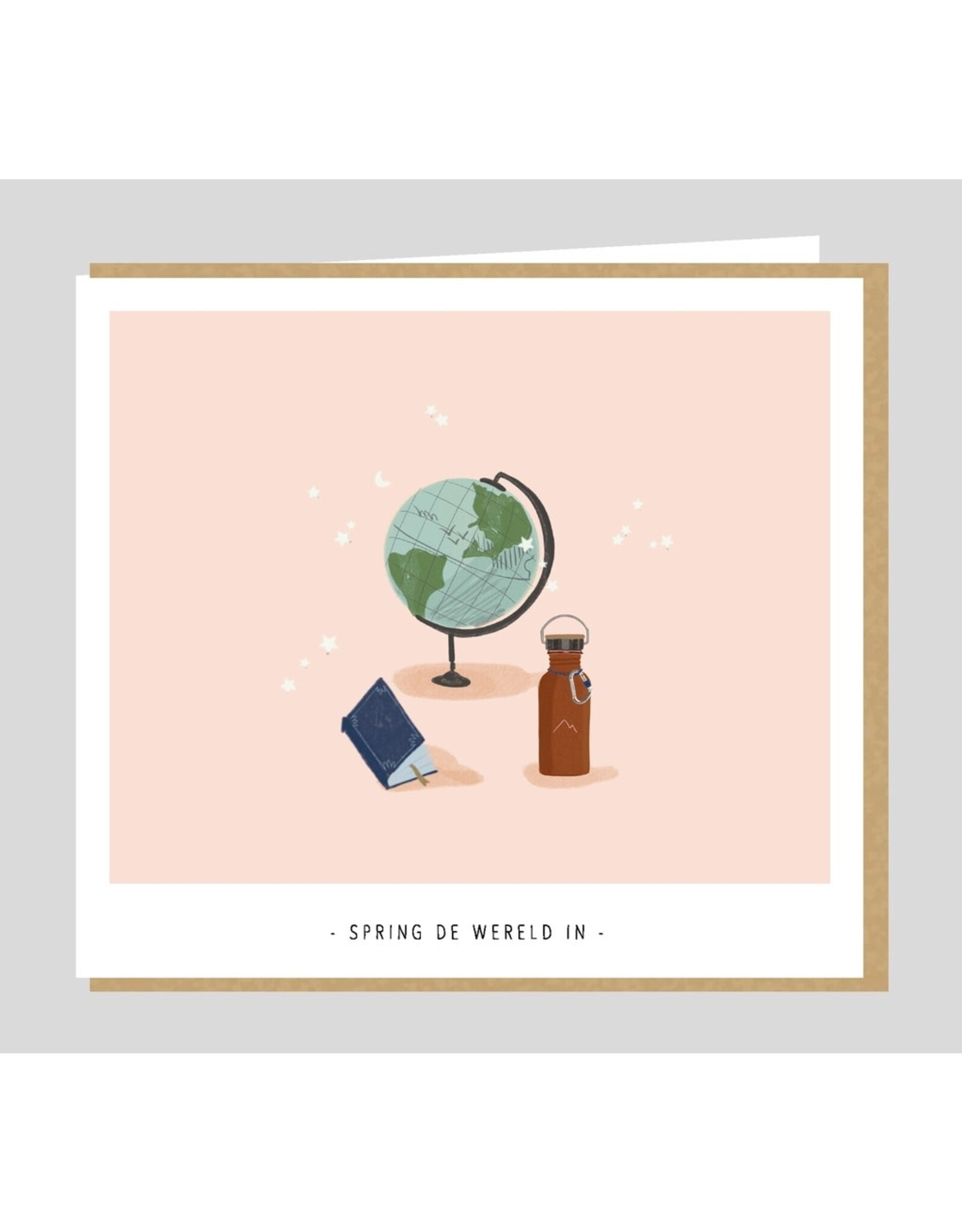 Studio Mie Wenskaart - Spring de wereld in - 12,5 x 14 cm