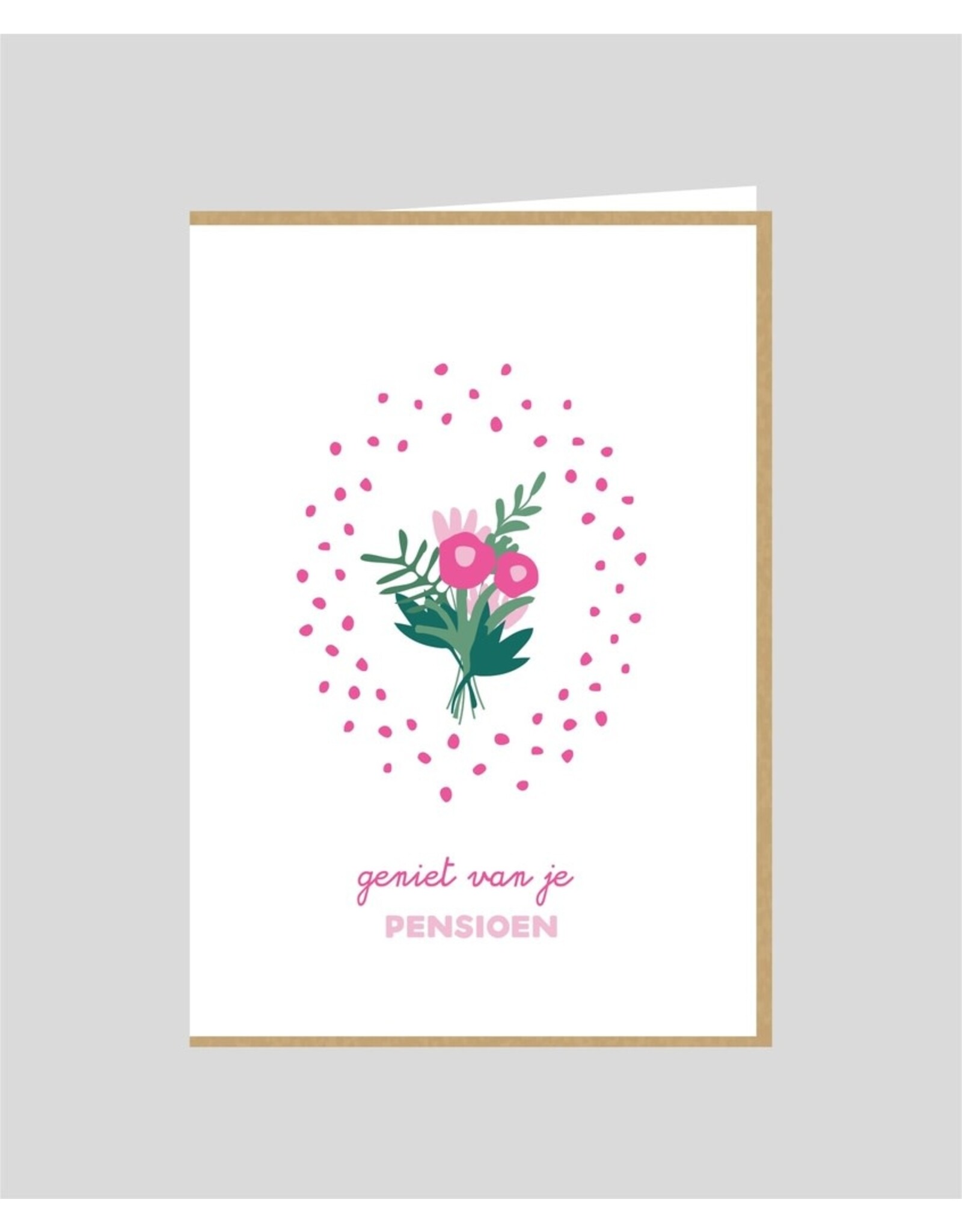 Studio Mie Wenskaart - Geniet van je pensioen - Dubbele kaart + Enveloppe