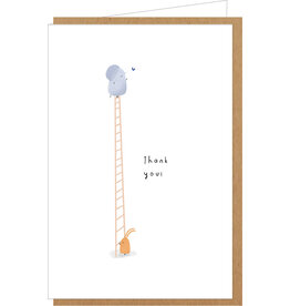 Klein liefs Wenskaart - Thank you , Ladder - Dubbele Kaart + Envelop