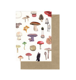 Lonneke Grimbergen Art Wenskaart - Paddenstoelen - Postkaart + Envelop