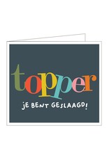 Mail-Box Wenskaart - Topper, je bent geslaagd! - Dubbele kaart + Envelop