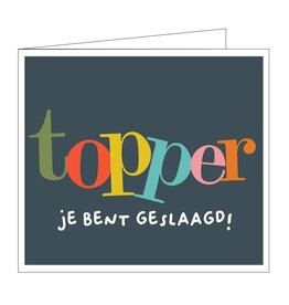 Mail-Box Wenskaart - Topper, je bent geslaagd! - Dubbele kaart + Envelop